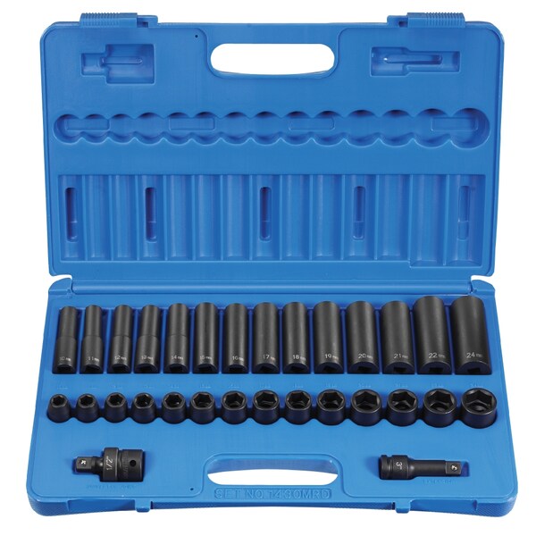 SKT SET 1/2"DR 30PC METRIC STD/DP IM